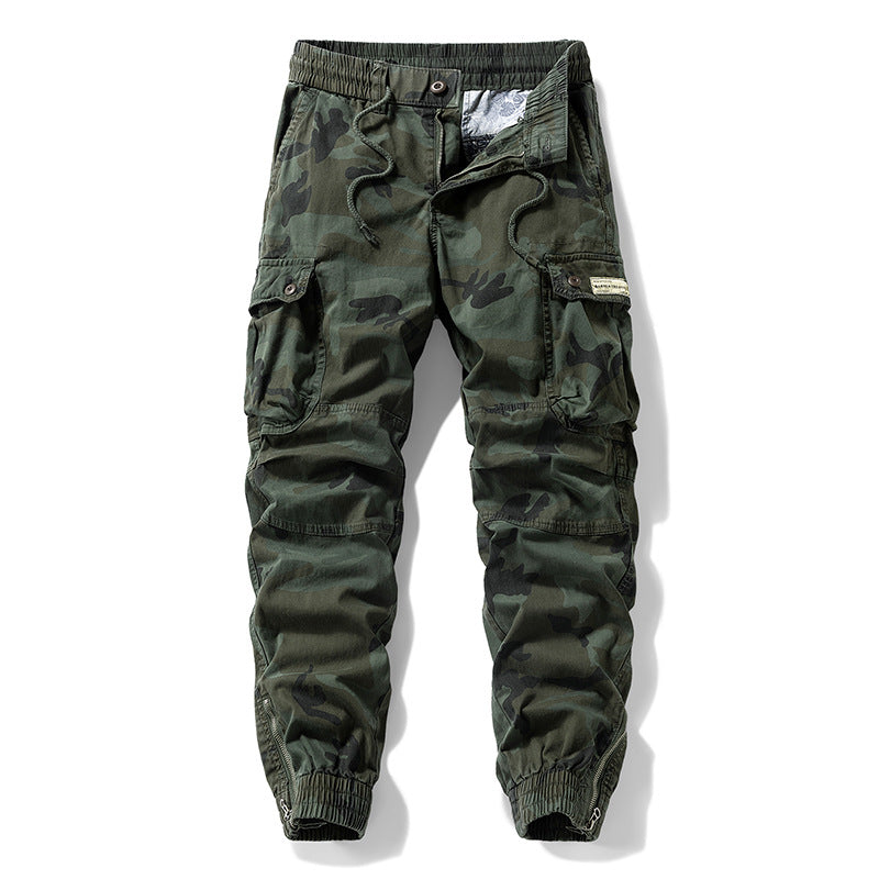 Herren Taktische Cargo‑Jogginghose im Camouflage‑Military‑Look mit Tunnelzugbund, Knieabnähern und Multifachtaschen Nord Taschen