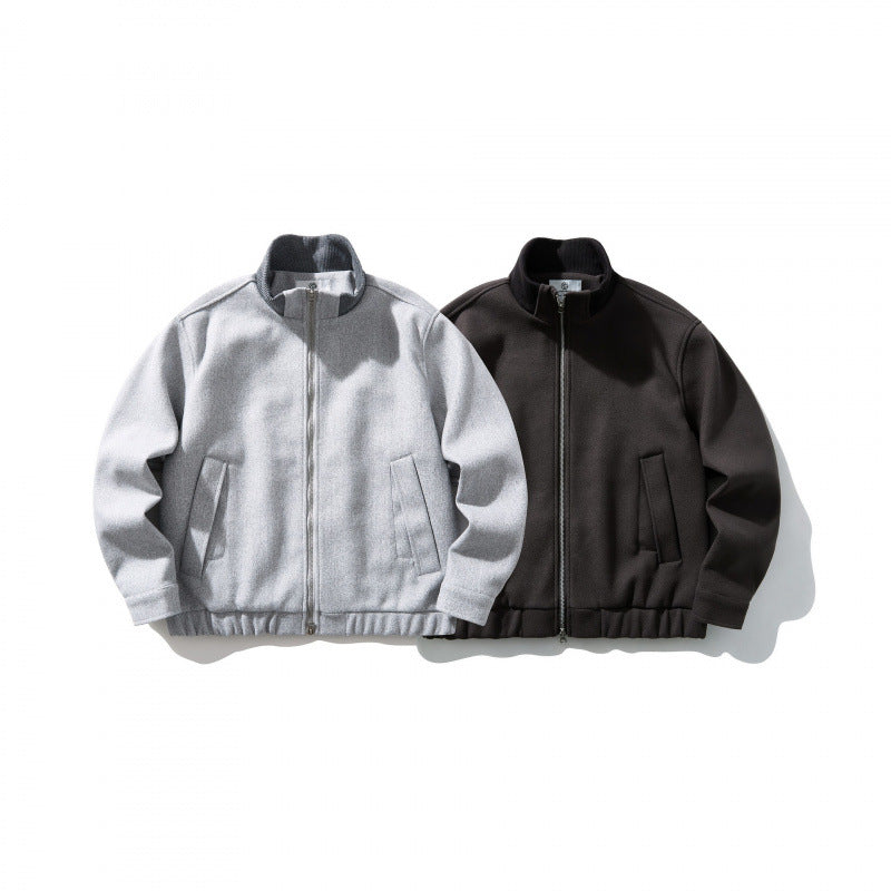 Unisex Boxy-Wollmix-Blouson mit Stehkragen und Elastiksaum Nord Taschen
