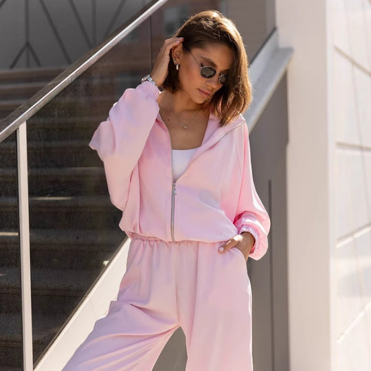 Damen lässiges Zweiteiler Set aus fließender Satinoptik mit weitem Bund und Crop-Top Nord Taschen