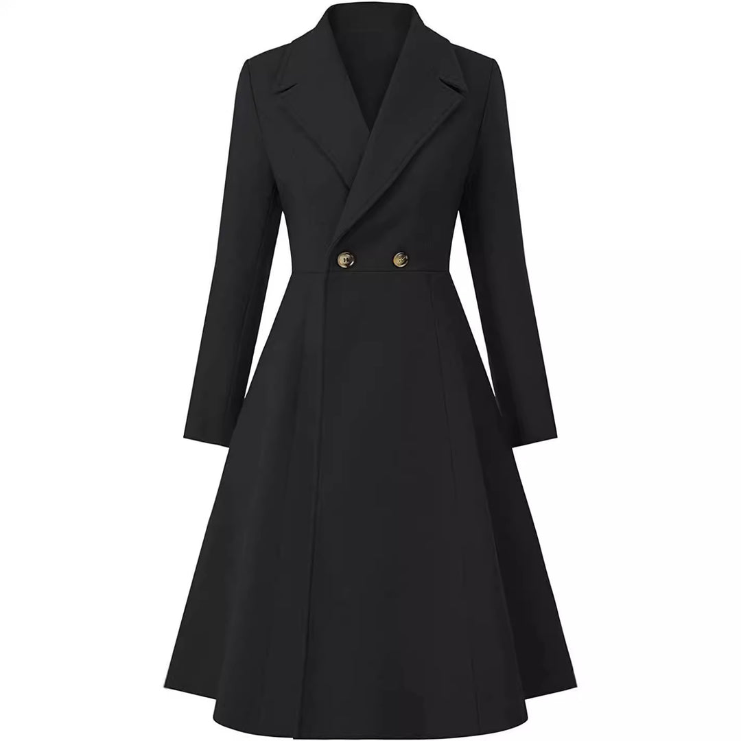 Damen Tailliertes Mantelkleid im A‑Linien‑Tailoring aus Wollmix mit schmaler Taille und ausgestelltem Rock Nord Taschen