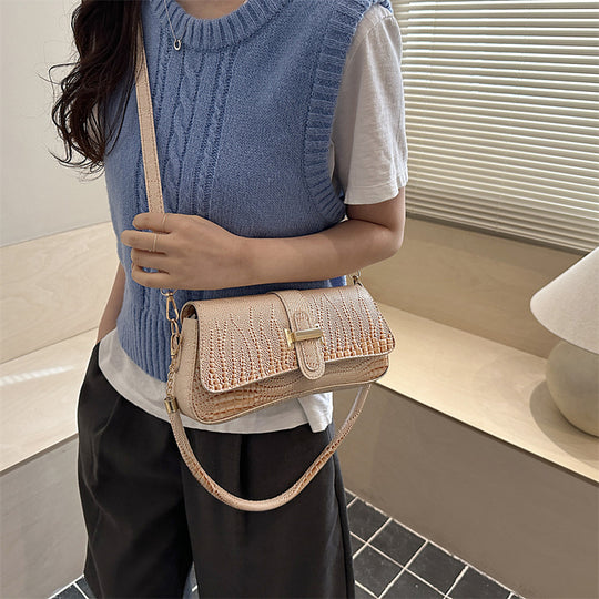 Damen elegante Umhängetasche mit Kroko-Prägung und praktischem Schulterriemen Nord Taschen