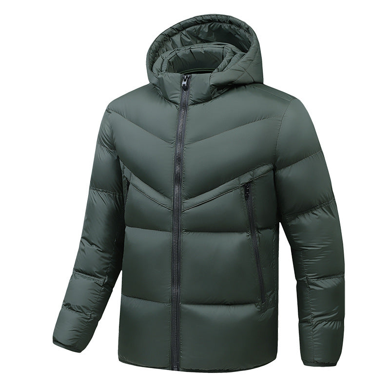 Herren Leichte Daunenoptik-Steppjacke mit Kapuze, winddichter Thermoisolierung und vertikalen Reißverschlusstaschen Nord Taschen