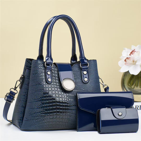 Damen Handtasche mit strukturiertem Croco-Look und abnehmbarem Zubehör Nord Taschen