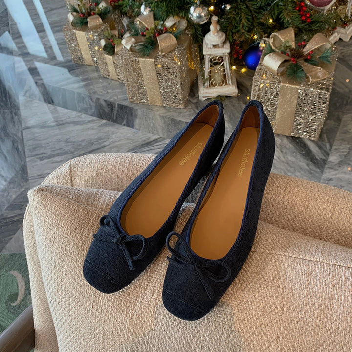 Damen Ballerinas mit charmantem Schleifendetail aus hochwertigem Wildleder