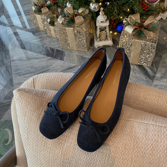 Damen Ballerinas mit runder Spitze und verspieltem Schleifendetail
