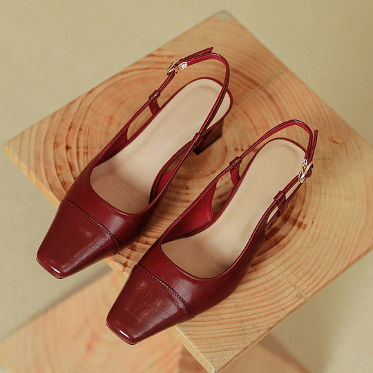 Damen Slingback-Pumps mit metallischem Obermaterial und edlem Blockabsatz