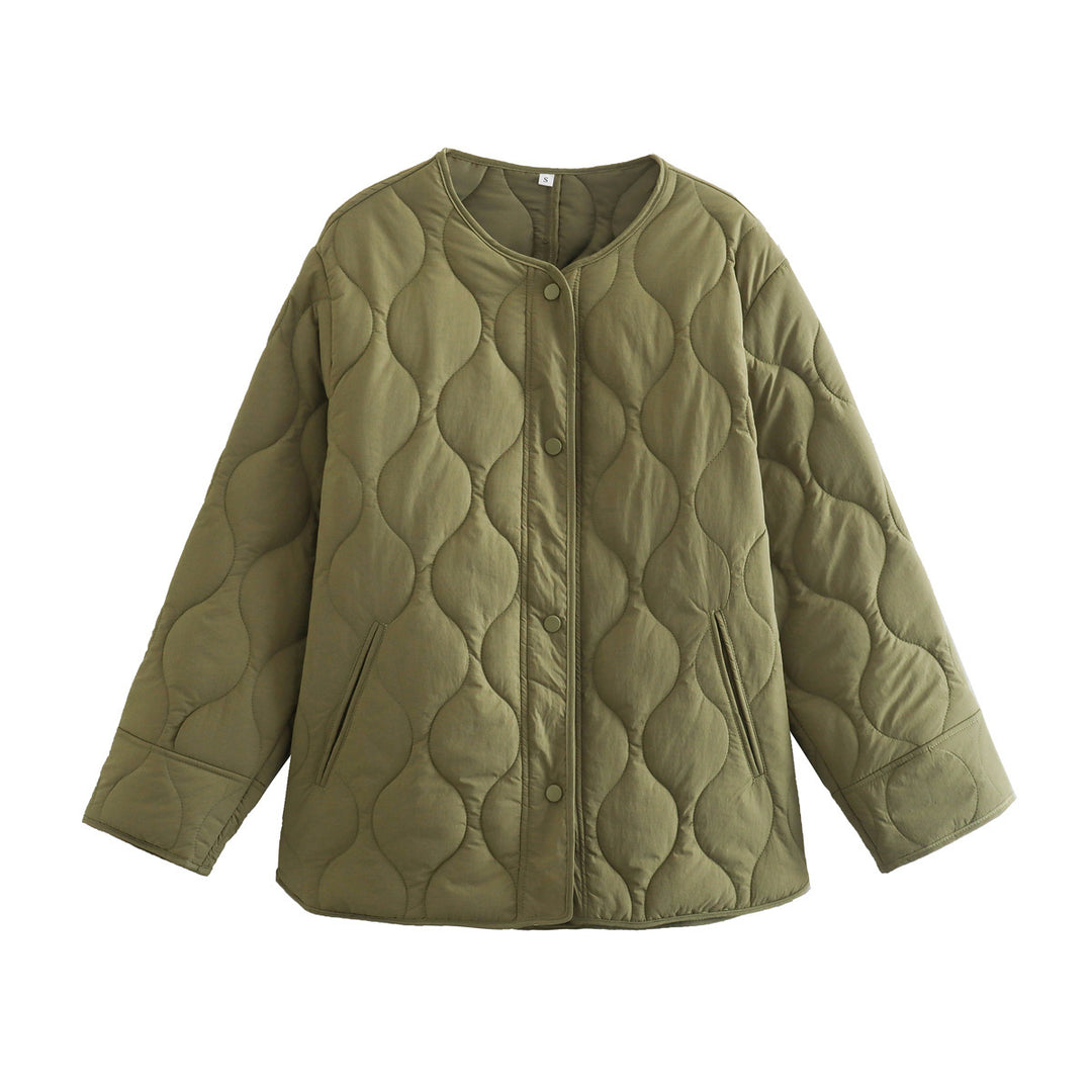 Damen Steppjacke Longline mit Oversize‑Silhouette und Druckknopfverschluss Nord Taschen