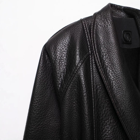 Damen Lederjacke in Lederoptik mit Bindegürtel und Schalkragen Nord Taschen