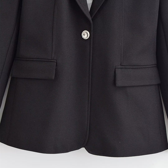 Damen Taillierter Ein-Knopf Business-Blazer mit Pattentaschen Nord Taschen