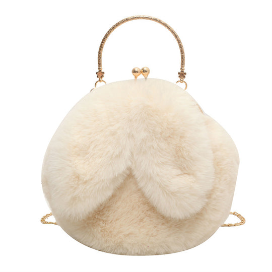 Damen Plüsch Handtasche mit goldenen Akzenten und abnehmbarem Kettenriemen Nord Taschen