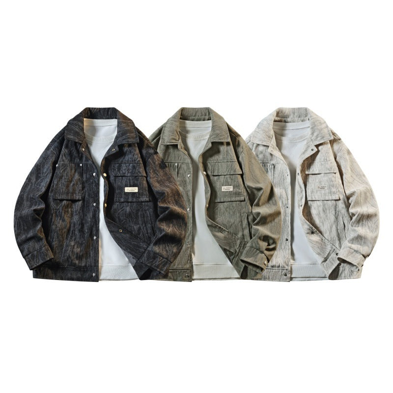 Herren Utility-Overshirt aus Vintage-Optik mit Druckknopfleiste, Pattentaschen & gebürsteter Struktur Nord Taschen
