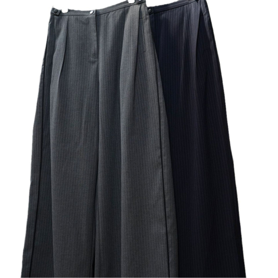 Damen weite Nadelstreifen-Hose mit hohem Bund und weitem Bein Nord Taschen