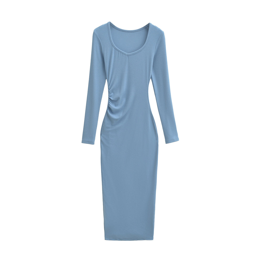 Damen Enganliegendes Midikleid mit seitlicher Raffung und doppeltem Ausschnitt Nord Taschen