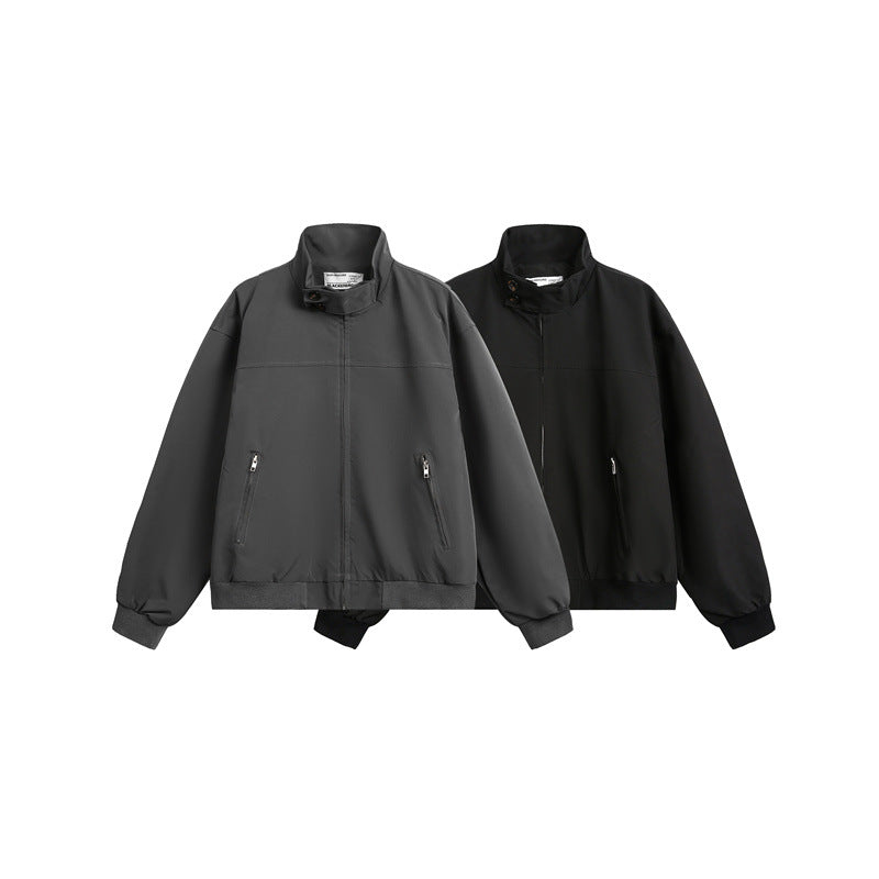 Herren Urbaner Microfaser-Blouson mit Stehkragen, verdeckter Knopfleiste und Reißverschlusstaschen Nord Taschen