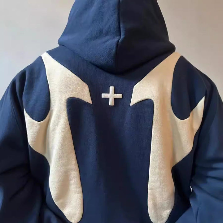 Damen stilvoller Kapuzenpullover mit kontrastierenden Einsätzen