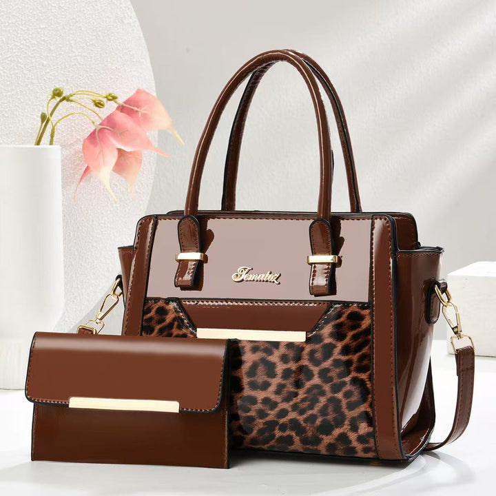 Damen Handtasche mit stilvollem Leopardenmuster und abnehmbarer Clutch Nord Taschen