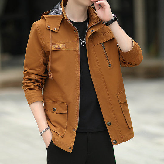 Herren leichter Canvas-Parka im Field-Style mit Kapuze und Multifunktions-Taschen Nord Taschen