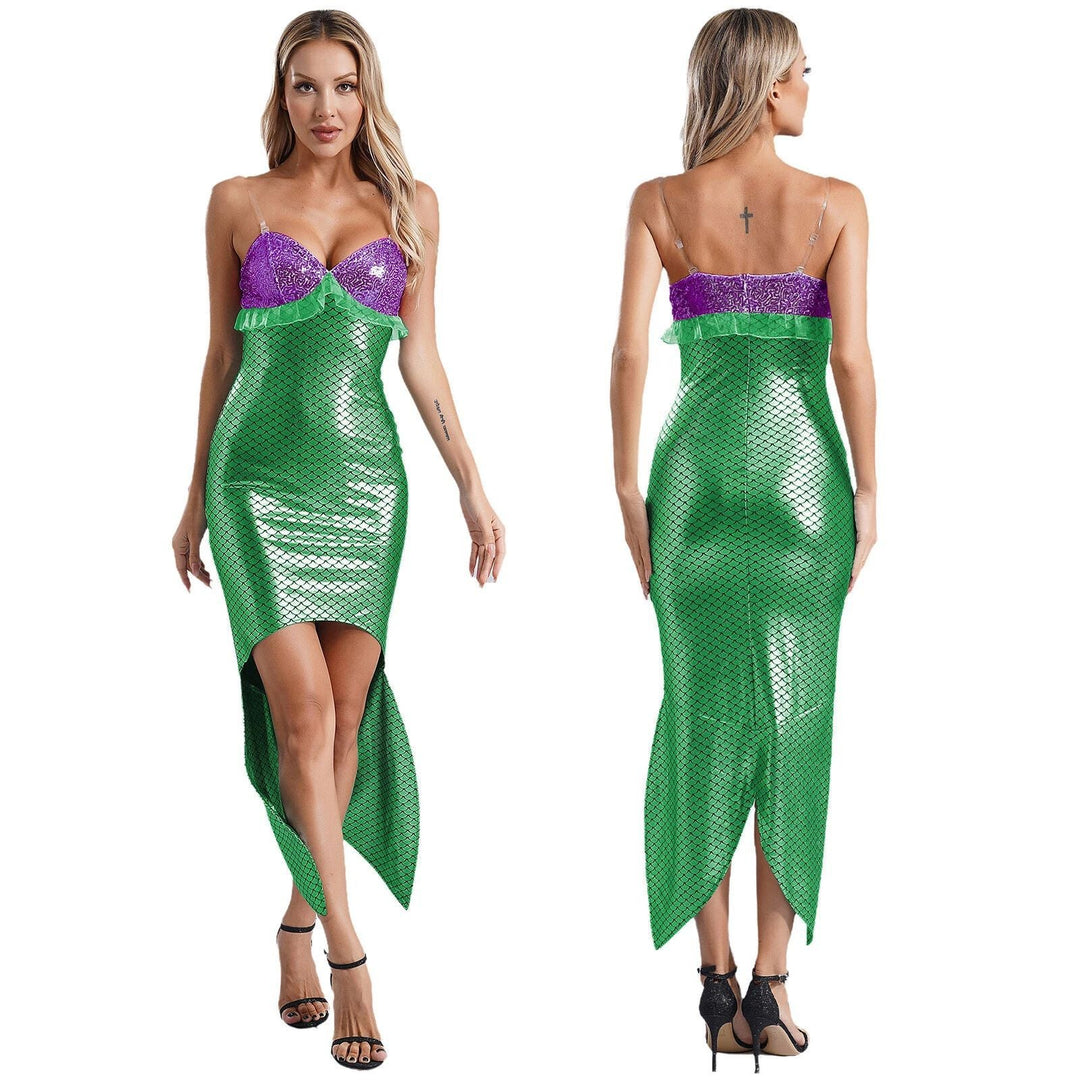Damen Glamouröses Meerjungfrau-Kleid mit asymmetrischem Saum und schimmerndem Oberteil Nord Taschen