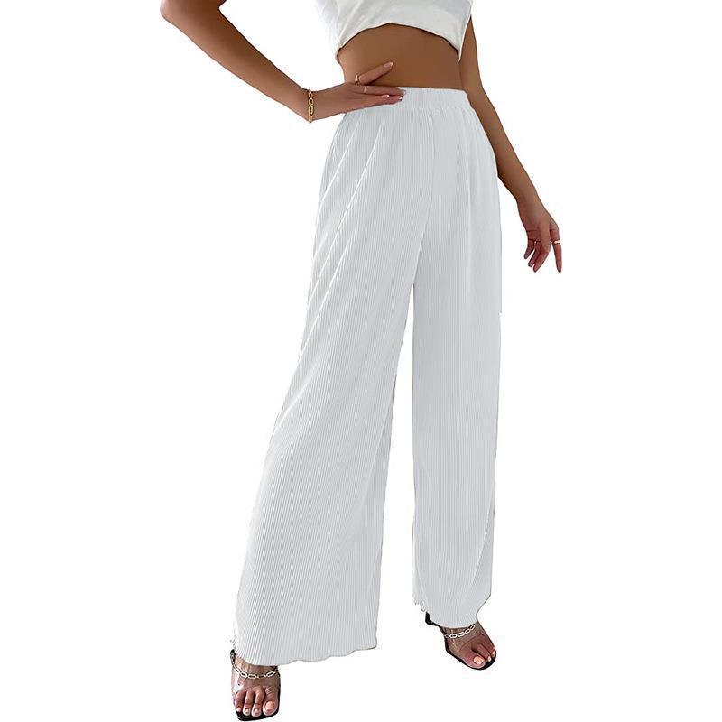 Damen Fließende Plissierte weit geschnittene Hose