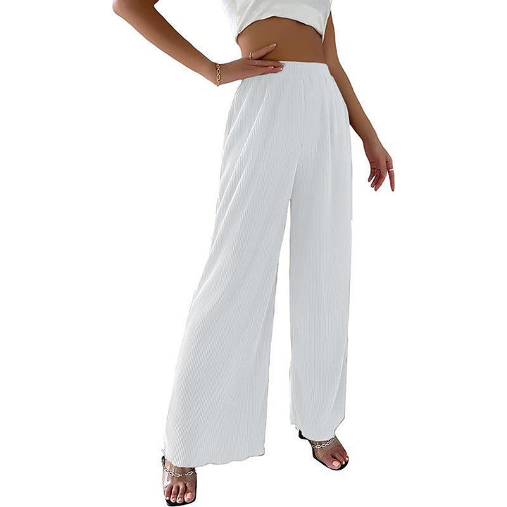 Damen Fließende Plissierte weit geschnittene Hose