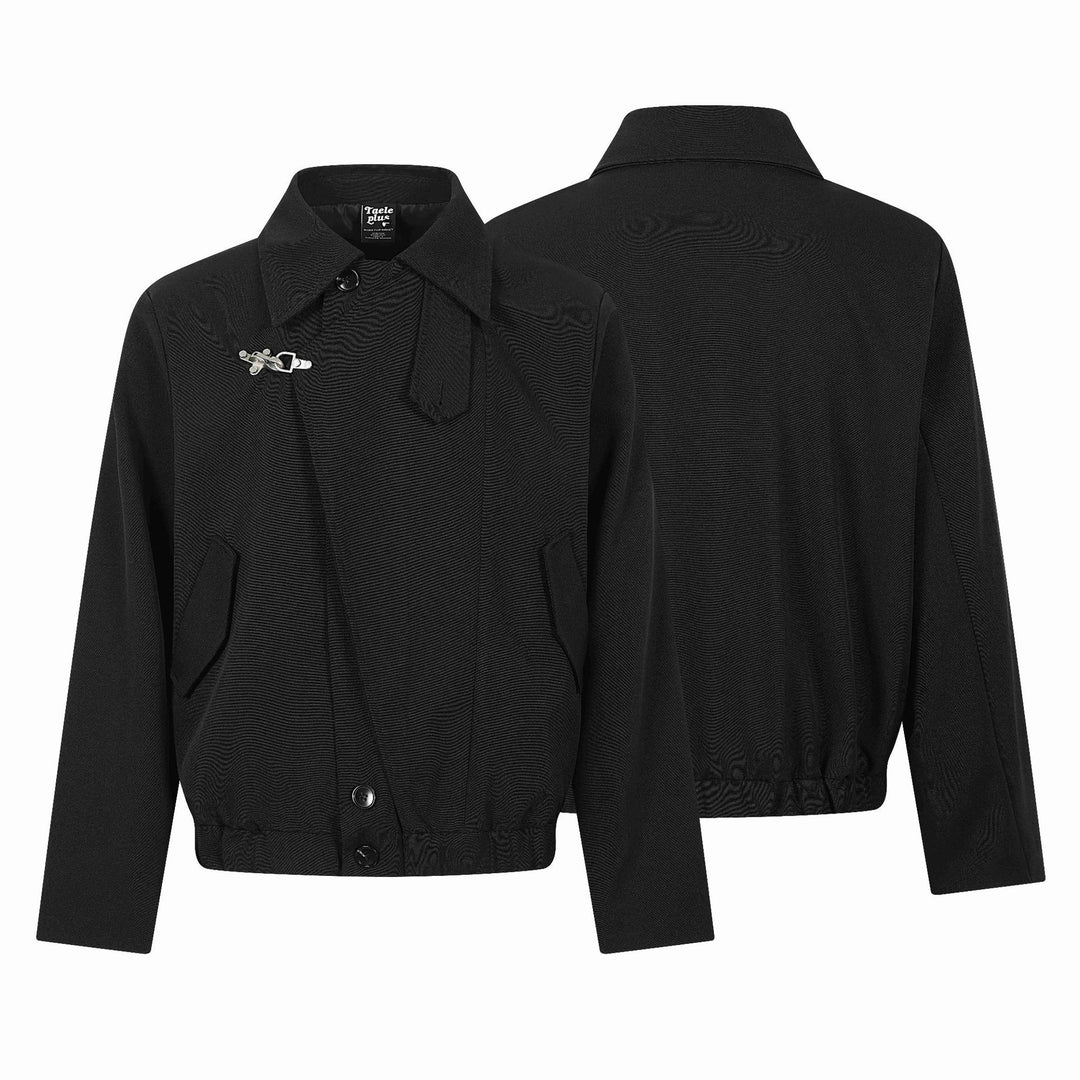 Damen Kurzblouson im Overshirt‑Stil mit markantem Hemdkragen und Metallhakenverschluss Nord Taschen