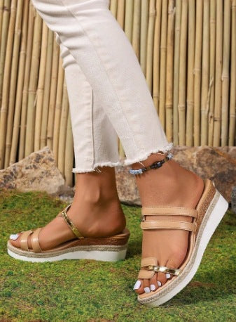Damen Trendige und bequeme Keilsandalen mit verstellbaren Riemen
