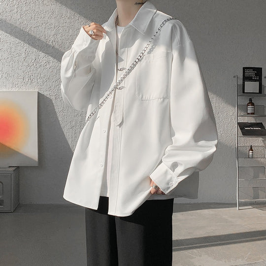 Unisex Oversize Hemdjacke im minimalistischen Utility-Look mit Brusttasche und verdeckter Knopfleiste Nord Taschen