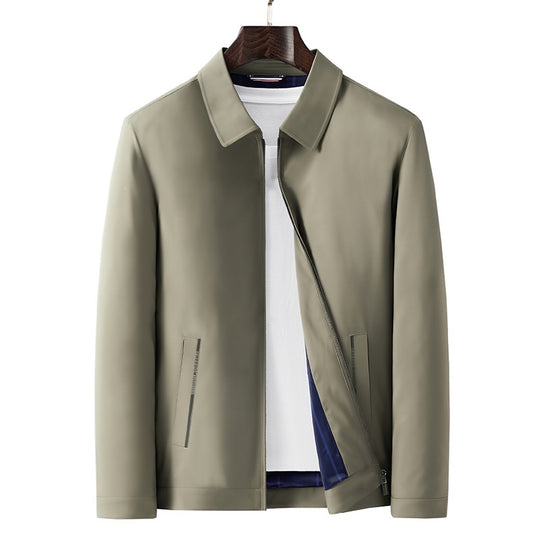 Herren Minimalistische leichte Übergangsjacke mit Hemdkragen, verdecktem Reißverschluss & seitlichen Reißverschlusstaschen Nord Taschen