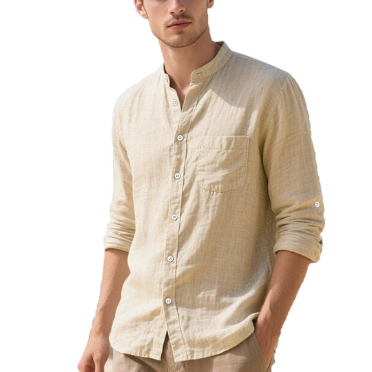 Herren Hemd im eleganten Henley-Stil mit strukturierter Baumwolle