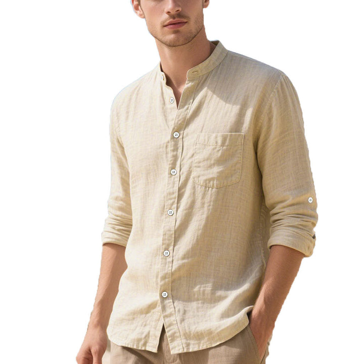 Herren Hemd im eleganten Henley-Stil mit strukturierter Baumwolle
