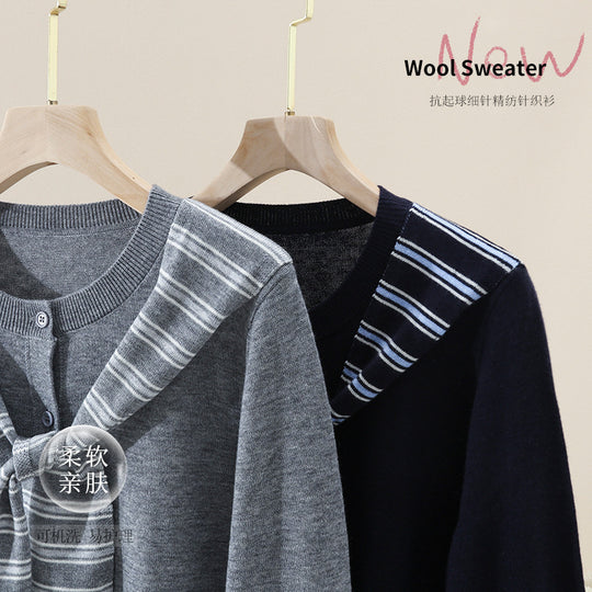 Damen Feiner Button-Cardigan mit maritimem Schultertuch-Detail aus leichtem Feinstrick Nord Taschen