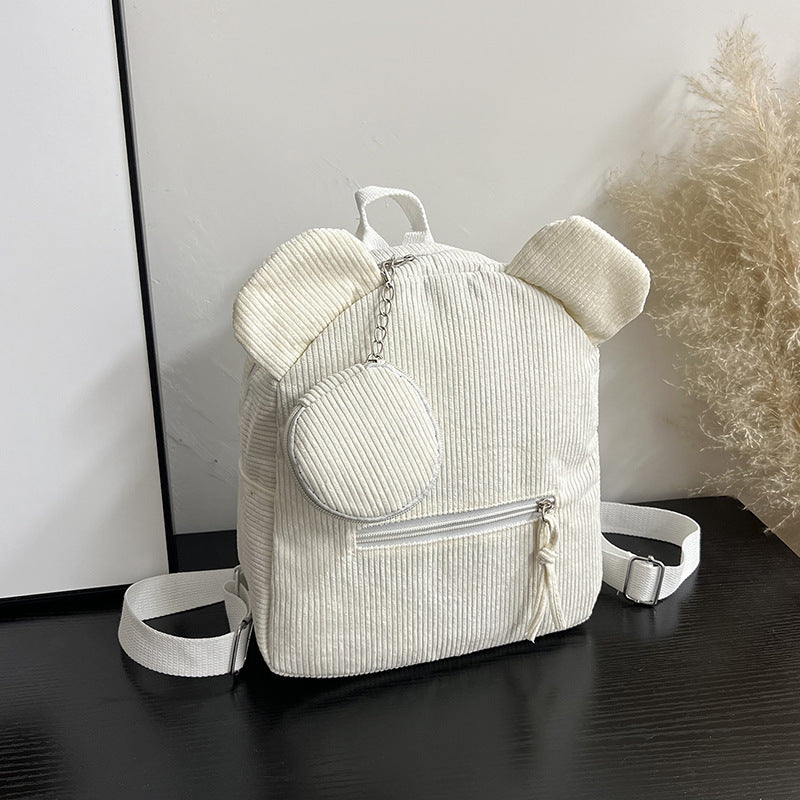 Damen verspielter Cord-Rucksack mit Tierohren Nord Taschen