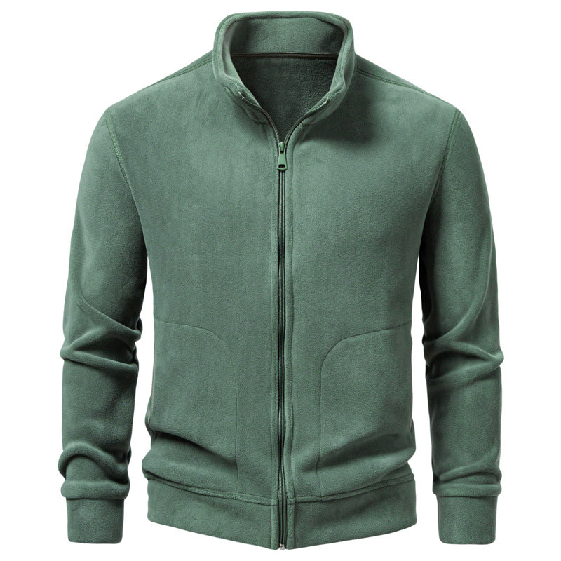 Herren Slim-Fit Fleecejacke mit Stehkragen, durchgehendem Reißverschluss und Eingrifftaschen Nord Taschen