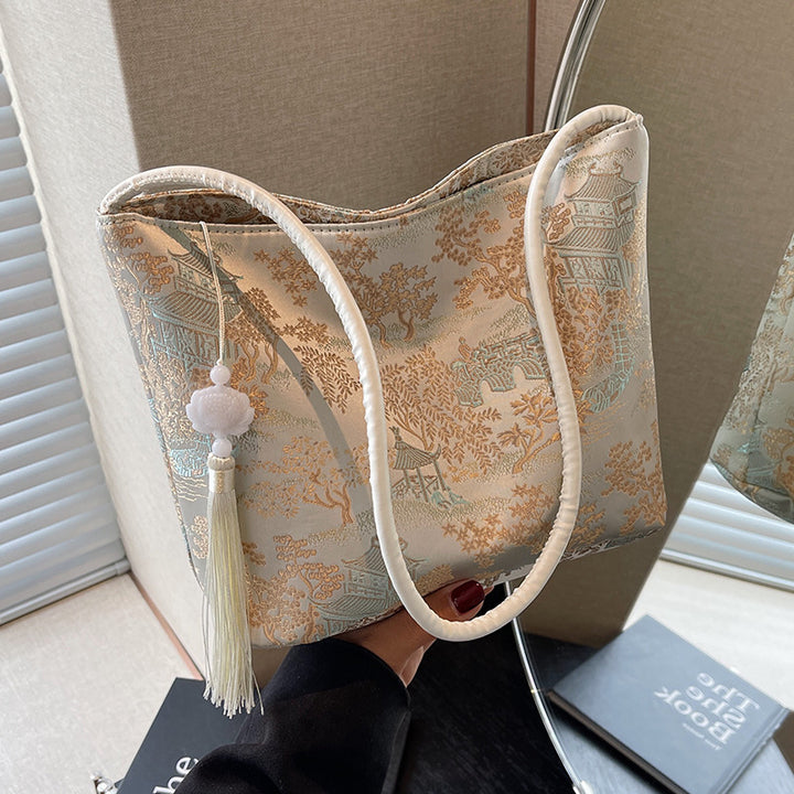Damen modische Abendtasche aus luxuriösem Material mit dekorativem Quastenanhänger Nord Taschen