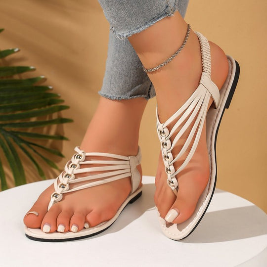 Damen fußfreundliche Sandalen mit modischen Riemchen und eleganten Metallakzenten