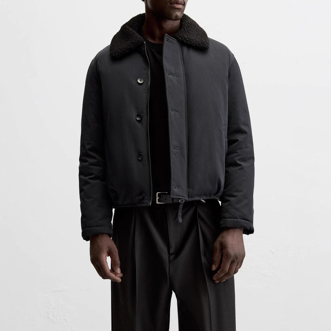 Herren Kurz geschnittener Blouson mit Teddykragen und verstellbarem Saum Nord Taschen