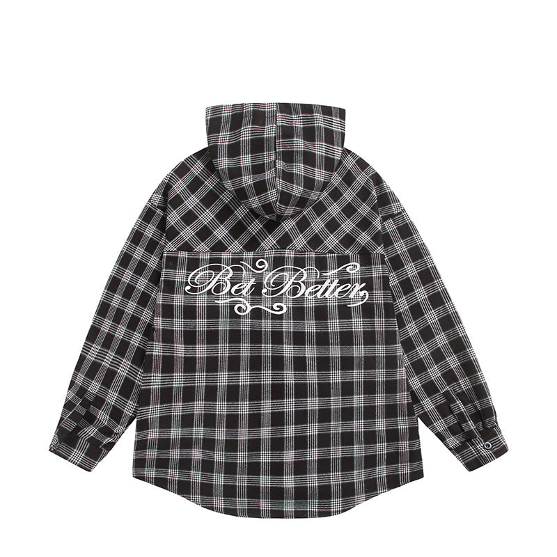 Unisex Kariertes Kapuzen-Overshirt aus Flanell mit Logostickerei und Oversize-Schnitt Nord Taschen