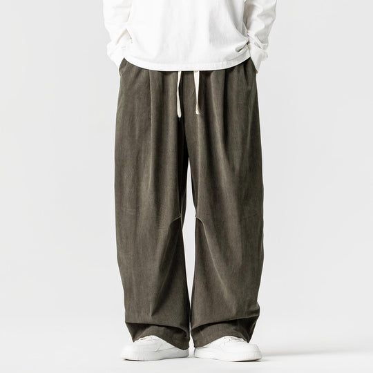 Herren weite Cordhose mit Tunnelzug, Bundfalten und relaxed Fit Nord Taschen
