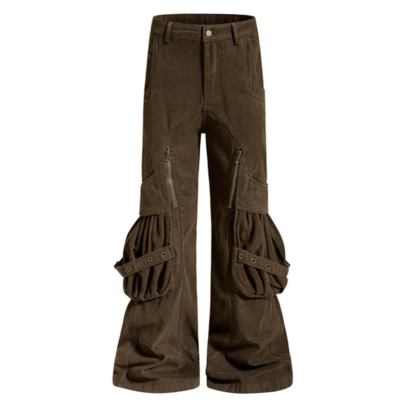 Damen Cargo-Culotte mit gerafften Beuteltaschen, Ösenriemen und seitlichen Reißverschlüssen Nord Taschen