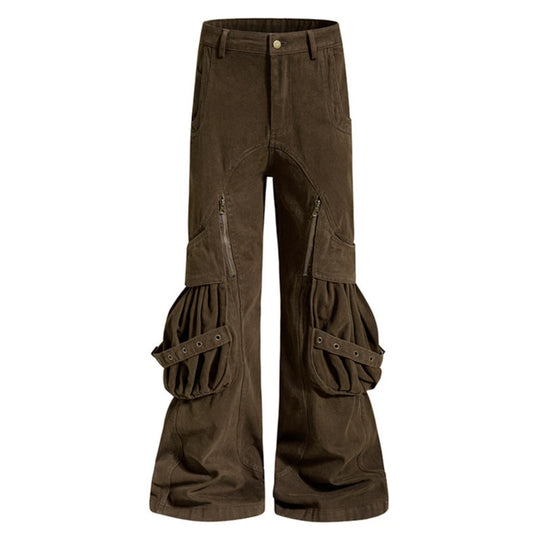 Damen Cargo-Culotte mit gerafften Beuteltaschen, Ösenriemen und seitlichen Reißverschlüssen Nord Taschen