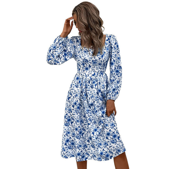 Damen Midikleid mit floraler Allover‑Print, herzförmigem Ausschnitt und taillierter Raffung Nord Taschen