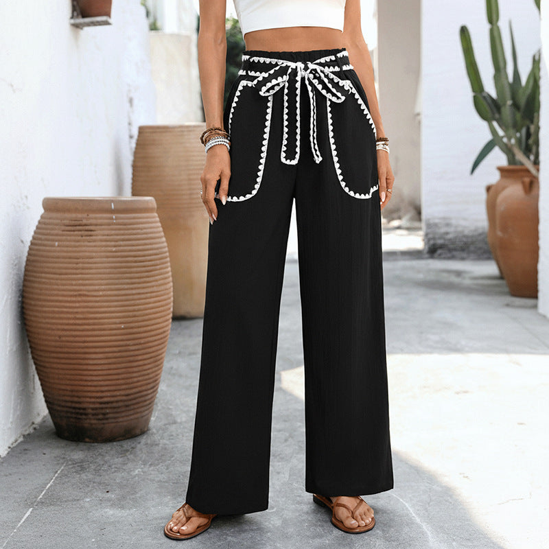 Damen Elegante Hochtaillierte Palazzo-Hose Nord Taschen
