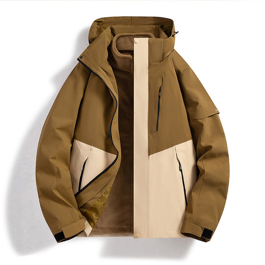Herren Wasserabweisende Softshell-Fleece-Lagenjacke mit Kapuze und winddichter Frontblende Nord Taschen
