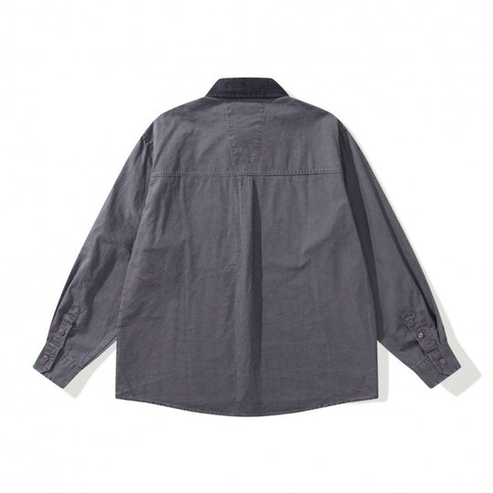 Herren Oversize Hemdjacke mit Cordkragen, Brusttasche und Nieten-Detail Nord Taschen