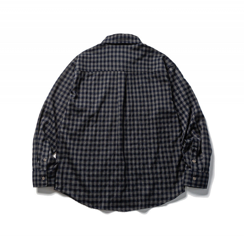 Unisex Oversize-Karo-Flanellhemd mit Hemdkragen, Button-Front und abgerundetem Saum Nord Taschen