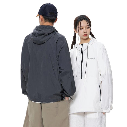 Unisex Leichter Ripstop-Hoodie-Anorak mit Halbreißverschluss, Kordelzug & Reißverschlusstaschen Nord Taschen