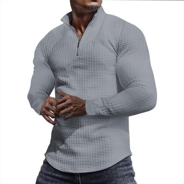 Herren Waffelstrick-Langarmshirt mit kurzem Reißverschluss Nord Taschen