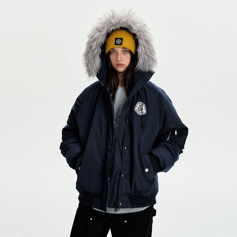 Damen nan oversized Thermo-Parka mit voluminöser Kapuze, abnehmbarer Webpelzblende und Rippbündchen Nord Taschen