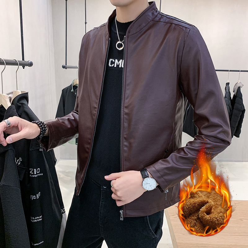 Herren schmal geschnittener Kunstleder Flightblouson mit minimalistischem Stehkragen und verdeckter Reißverschlussleiste Nord Taschen