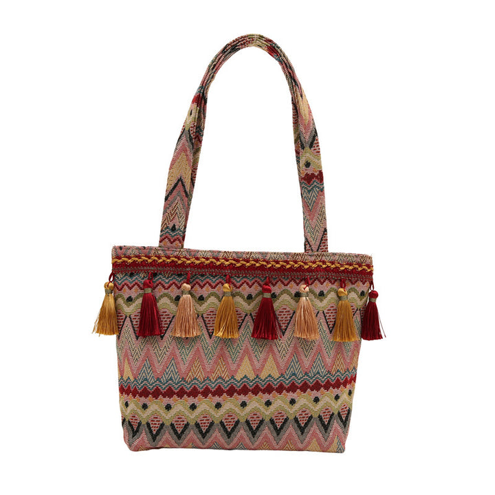 Damen Tragetasche mit stylishen Quasten und modernem Zickzackdesign Nord Taschen